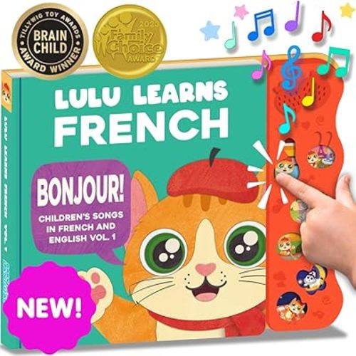 Vol. 1 | Musical Baby Book in French, French Baby Books, French Baby Toys & Bilingual Toys French, French Books for Toddlers 1-3, Kids, Children, Girls, Boys & Babies