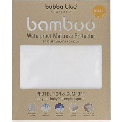 Bubba Blue Bamboo Mattress Bassinet Protector, White