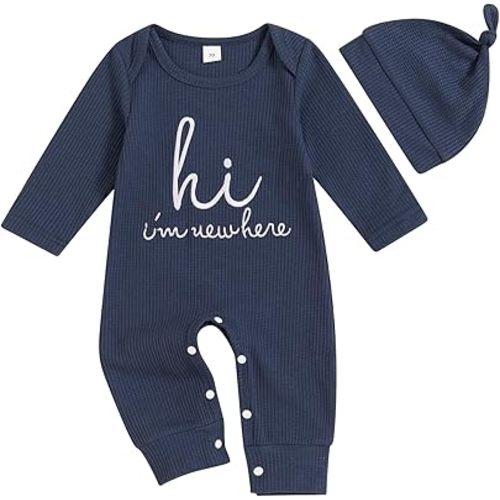 MERSARIPHY Newborn Baby Boy Girl Clothes Hi I'm New Here Coming Home From Hospital Outfits Gender Neutral One Piece Romper