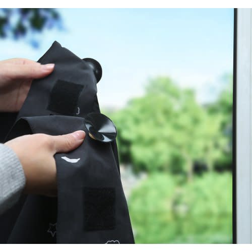 Block out curtain - suction cup style (for home use and travel)