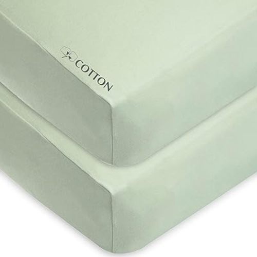 American Baby Company 2 Pack Fitted Crib Sheets 28" x 52", Soft Breathable Neutral 100% Cotton Jersey Sheet, Celery, for Boys and Girls, Fits Crib and Toddler Bed mattresses