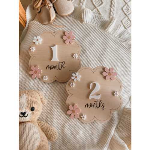 Baby Milestone | Boho Baby Milestone | Wooden daisy Flower Milestone Disc | Monthly Baby Milestone Marker | Baby Growth | Baby Photo Prop