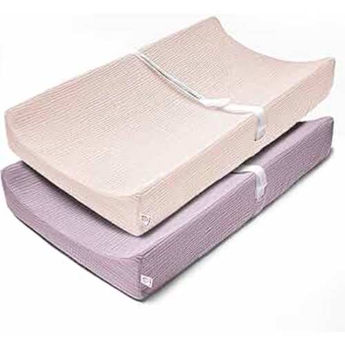 Changing Pad Covers 2Pack 100% Cotton Muslin Diaper Change Table Pad Covers 32”x16“ Soft Breathable Changing Pad Sheets for Unisex Baby Girls and Boys (Candy Floss)