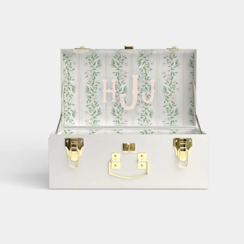 Mini Trunk - White - Darling Dogwood / Embroidery