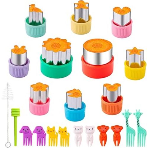 Fruit Cutters Shapes for Kids 22 Pcs, Mini Cookie Cutters Set, Vegetable Cutter with Food Picks