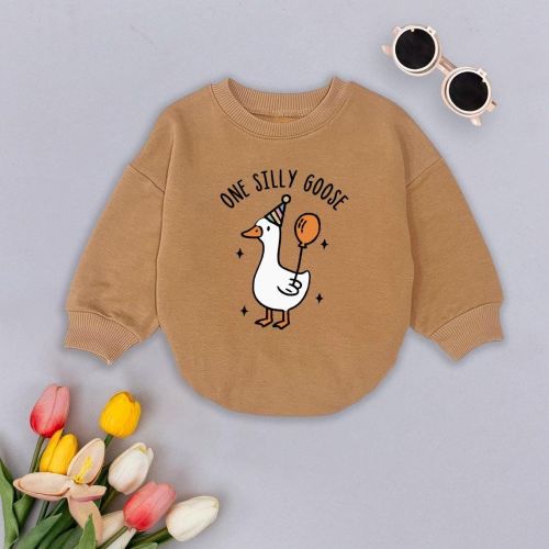 One Silly Goose Romper Sweatshirt, Cute Baby Outfit, Fun Animal Baby Bodysuit, Toddler Fall Clothes, Baby Shower Gift, Unisex Baby Romper