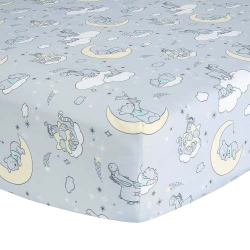 Winnie the Pooh Cozy Friends Gray Fitted Crib Sheet