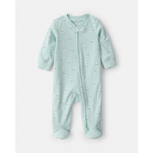 Baby Boy Fox Print 100% Cotton Long-Sleeve Sleeper - White | Carter’s Oshkosh Canada