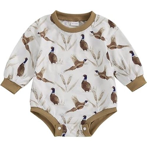 Hunting Baby Clothes Newborn Boy Girl Mallard Duck Sweatshirt Romper Long Sleeve Bubble Romper Bodysuit Fall Outfits