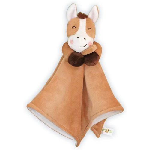 Horse Lovey Baby Security Blanket - Pony Stuffed Plush Animal Blankie 13x13 inches (Brown)