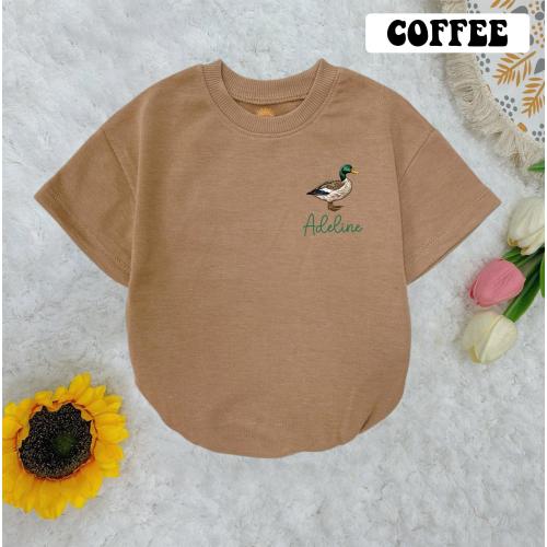 Personalized Monogram Duck Baby Romper Short Sleeves, Mallard Duck Baby Boy Romper, Baby Boy Coming Home Clothes