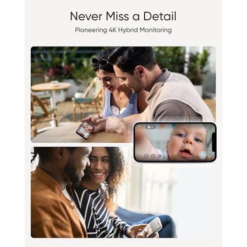 eufy Baby Monitor E21 with 4K Camera, Hybrid Wi-Fi and No Wi-Fi Connection, App and Monitor Control, Ultra-Clear Night View, Pan-Tilt, 8× Zoom, Portable Camera with Built-In Battery, ANR, Smart Alerts | No Subscription Fee, Wi-Fi & No Wi-Fi, 8x Zoom, Dual