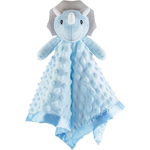 Pro Goleem Loveys for Babies - Soft Security Blanket Baby Snuggle Toy Newborn Stuffed Animals Baby Gifts for Boys and Girls, Triceratops Dinosaur, 16 Inch