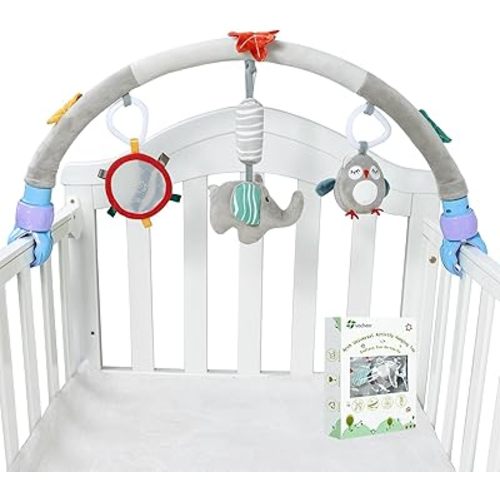 vocheer Travel Arch Bassinet Toys,Best for Infant Crib Stroller Accessory & Pram Bouncers Activity Stimulates Baby’s Senses and Motor Skills Development for Baby Girls/Boys 0-12 Months Elephant