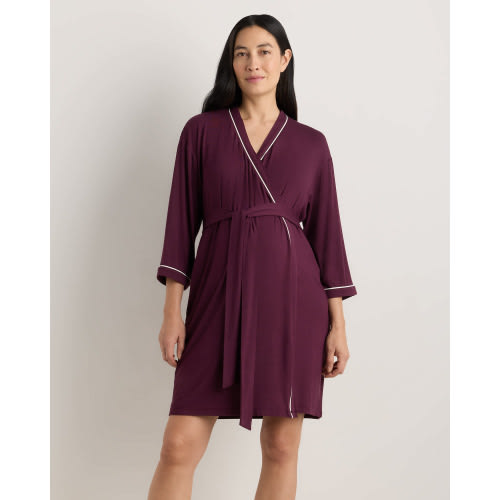 Bamboo Jersey Maternity Robe - Maternity & Post-partum in Wine Tasting Red