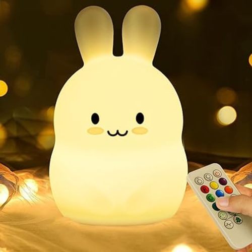 PAMANO LED Silicone Night Lights - USB Rechargeable Animal Lamps with Touch Sensor and Remote Control - Portable Color Changing Glow Soft Cute Kawaii Gifts Room Decor