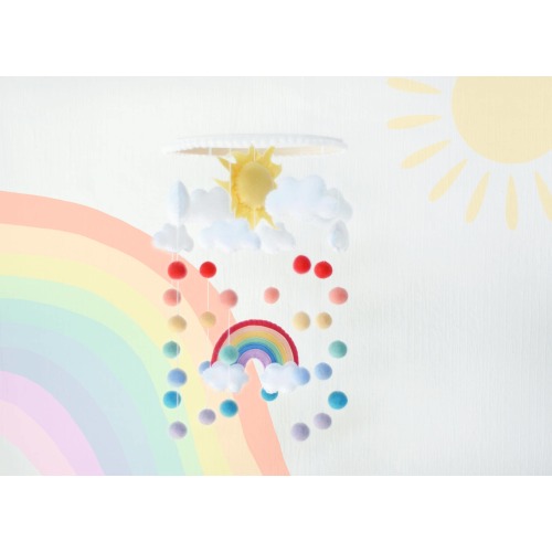 Felt Rainbow Crib Mobile: Pastel Nursery Decor
