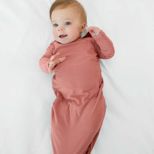 Clay Ribbed Infant Gown