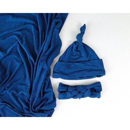 Blue Swaddle Blanket Set with Hat-Dusty Blue Swaddle Blanket- Baby Boy swaddle- Gender neutral blanket-Newborn Hat Baby Hat Baby Shower Gift