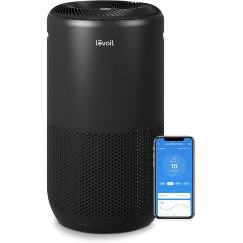 LEVOIT Air Purifiers for Home Large Room Up to 1733 Ft² in 1 Hr With Air Quality Monitor, HEPA Sleep Mode, Auto Mode, Smart WiFi, 3-in-1 Filter Captures Pet Allergies, Smoke, Dust, Core 400S-P, Black
