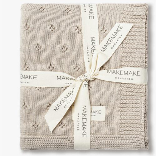Organic Cotton Pointelle Baby Blanket - Beige