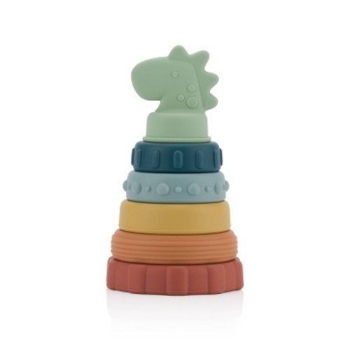 Itzy Ritzy Stacker Silicone Stacking and Baby Teething Toy, Color: Dino