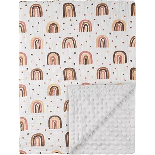Soarwg Kids Baby Blanket Unisex Newborn, Super Soft Nursery Minky Blankets with Muslin Cotton for Boys Girls, Toddler Baby Nursery Bed Blanket Shower Gifts, 30 x 40 Inch