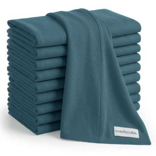 Comfy Cubs Baby Burp Cloths Set Pack of 10 - Large, 6-Layer, Ultra Absorbent Soft 100% Cotton for Infants - Neptune