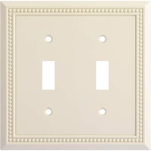 Henne Bery Sunken Pearls Heavy Duty Decorative Wall Plate Switch Plate Outlet Cover, Durable Solid Zinc Alloy (Double Toggle, Light Almond)