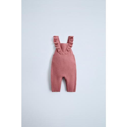 RUFFLED KNIT OVERALLS - Pink | ZARA United States