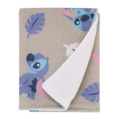 NoJo Disney Stitch Gray, Blue, Aqua, and White Super Soft Plush Cuddly Plush Baby Blanket