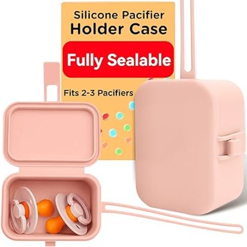 Baby’s Aid Silicone Pacifier Holder Case for Diaper Bag, Stroller, or Purse, 100% Food-Grade Pacifier Pod, Pacifier Storage Case, Pacifier Travel Case, Silicone Baby Pacifier Case, Holds 2-3 Pacifiers