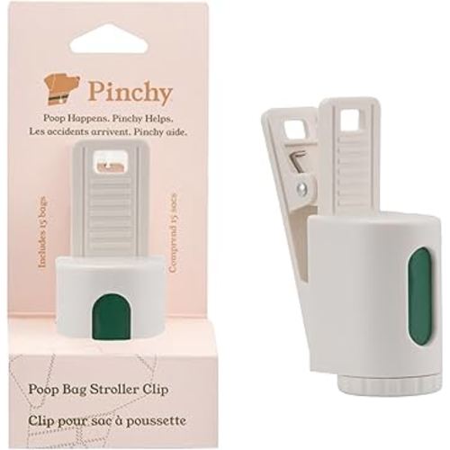 Pinchy Stroller Accessory for Dog Poop Bags – Hands-Free Clip and Bag Holder for Baby Strollers and Dog Walks