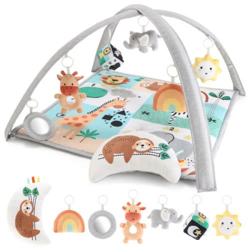 The Peanutshell Safari 123 7-in-1 Activity Play Gym & Play Mat for Baby - Blue
