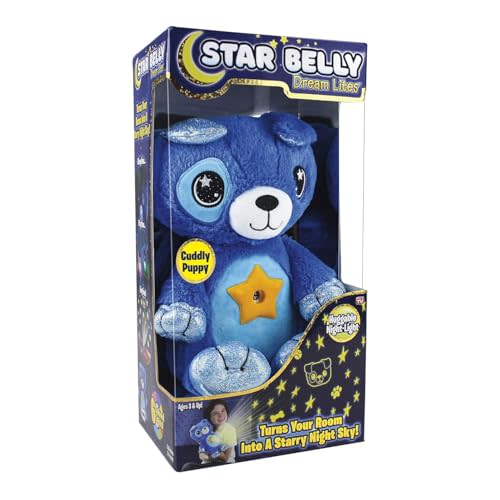 Ontel Star Belly Dream Lites, Stuffed Animal Night Light, Cuddly Blue Puppy - Projects Glowing Stars & Shapes in 6 Gentle Colors, As Seen on TV