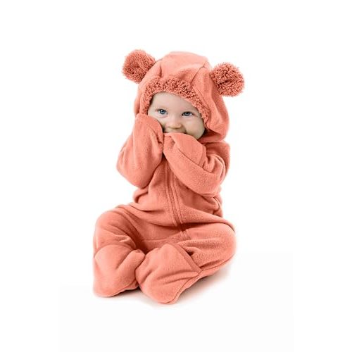 Fleece Baby Bunting Bodysuit – Infant One Piece Kids Hooded Romper Outerwear Toddler Jacket