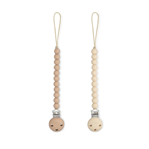 Comfy Cubs Pacifier Clips 2 Pack - 100% Food Grade Silicone Baby Pacifier Clips, BPA & PVC Free - CPSIA Certified, Lightweight and Flexible Baby Gifts - Beige & Light Beige