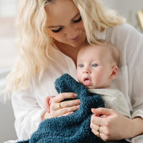 SARANONI Bamboni Luxury Baby Blanket, Breathable & Soft Plush Blanket for Infant Boys & Girls (Nautical Blue, Mini 15” x 20”)