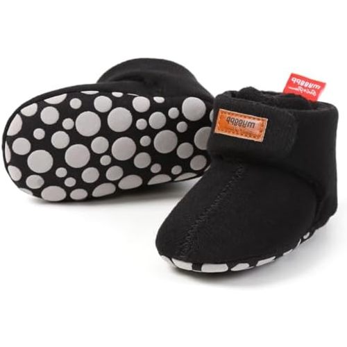 3-6 months COSANKIM Baby Booties Newborn Boys Girls Fleece Boots Non Slip Grippers Stay On Slipper Socks Infant First Walker Winter Warm Crib Shoes