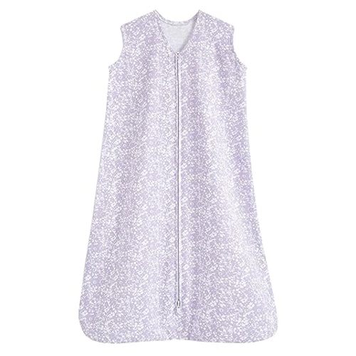 HALO SleepSack, 100% Cotton Wearable Blanket, Swaddle Transition Sleeping Bag, TOG 0.5, Aster Flowers-purple, Large, 12-18 Months