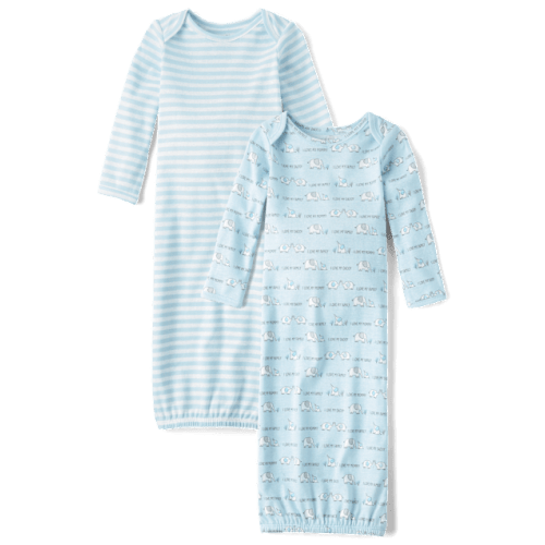 Baby Boys Striped Sleeper Gown 2-Pack - Blue