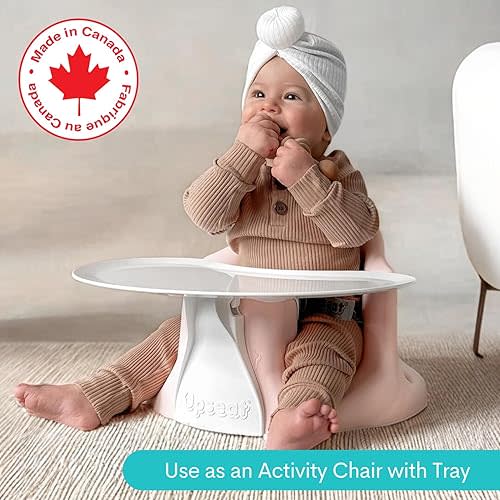 Upseat Baby Floor Seat Booster Chair for Sitting Up with Removable Tray for Meals and Playtime, Developed with Physical Therapists for Safe and Healthy Hip Development and Posture (Pink)