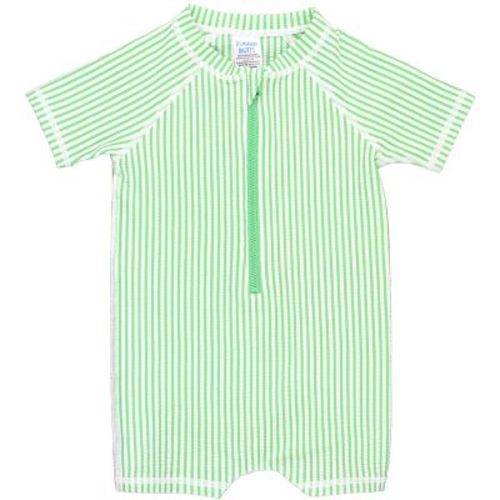 Rufflebutts Short Sleeve One Piece Rash Guard - Spring Green, Size: 3-6m