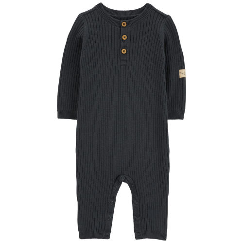 Black Baby Button-Down Sweater Jumpsuit - 12 M