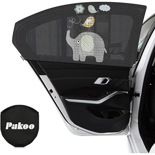 Car Window Shade for Baby, UV Protection Breathable Mesh Baby Window Covers, Universal Fit Stretchable Sun Shades, Keep Car Interior Cool and Comfortable for Toddler Kids Children (2 Pack)