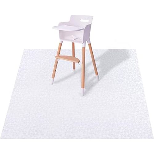 Plastic Splat Mat for Baby, Easy Cleaning Vinyl Floor Mat for Eating Messes, Waterproof High Chair Floor Protector Feeding Floor Cover by MatLeya