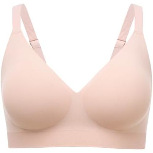 Momcozy CoolFit T-Shirt Bra for Women, Comfortable Wireless Everyday Seamless Bras with Semi-Fixed Pads and Jelly Strip