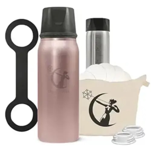 Free The Moms Starter Kit, Breastmilk Chiller Reusable Storage Container and Accessories by CERES CHILL | Keeps Milk Safe for up to 20 Hours | Connects w/Major Pumps (La Vie en Rose Gold)