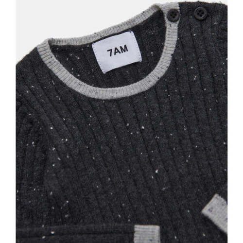 Baby Hug Me Long Sleeve Bodysuit, Black Melange - 7AM Enfant | Maisonette