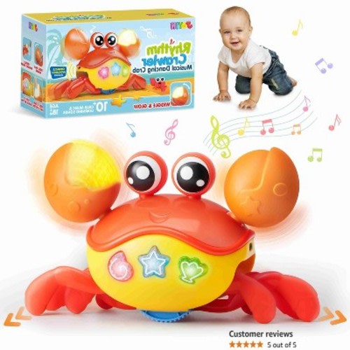Joyfy Crawling Crab Baby Toy Fantastic Infant Sensory Tummy time Toys Babies boy Girl Learning Crawl 3-6 6-12 Walking Toddler Gifts 36 Months Old